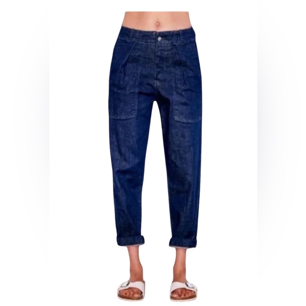 NWT Sundry Women’s High Rise Pleated Military‎ Pocket Dark Wash Jeans